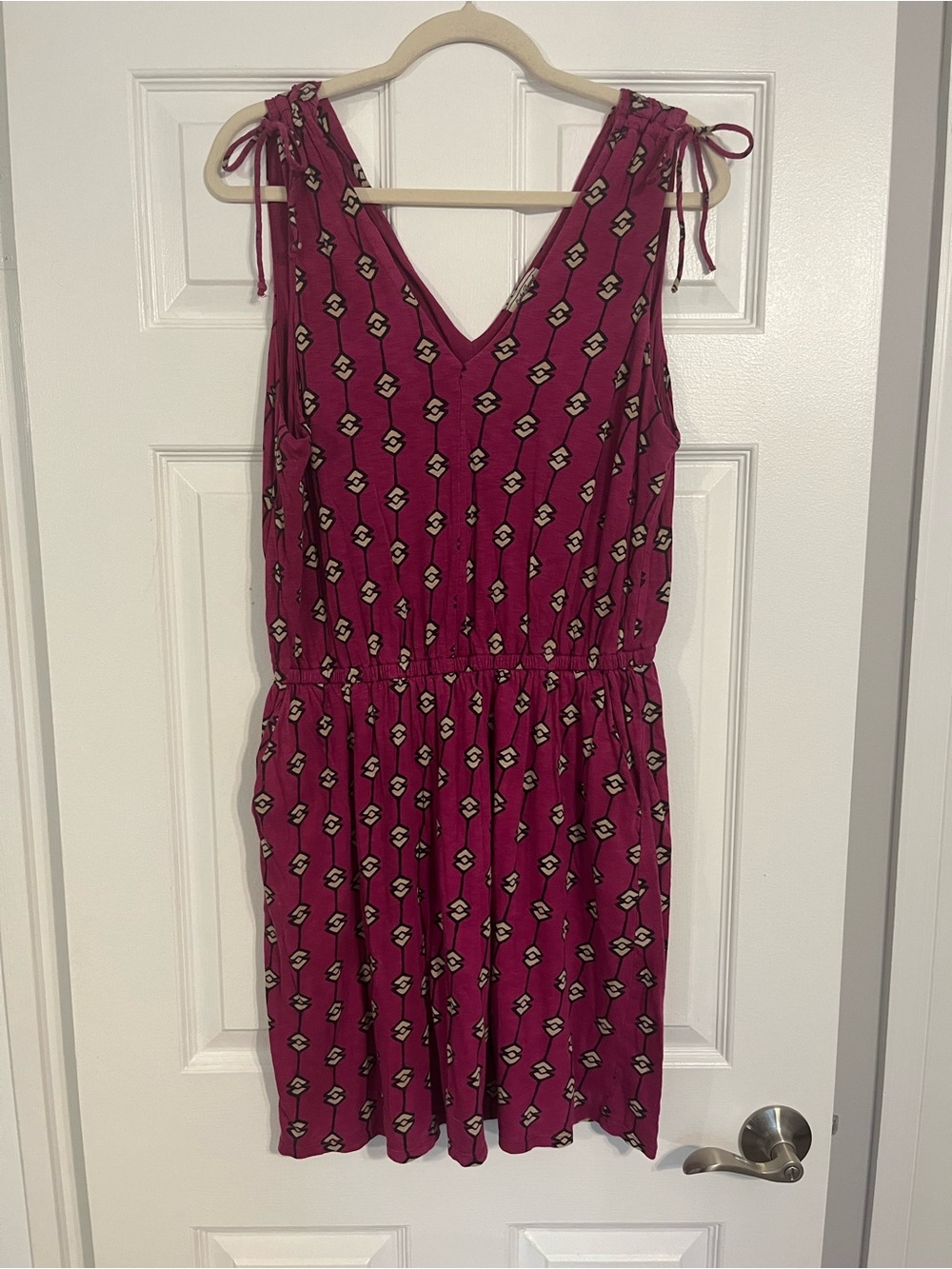 Lucky Brand Fuchsia Floral Tie-Shoulder Dress